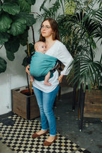 LennyHip Carrier (1/2 of LennyTwin Carrier), herringbone weave 100% cotton - LITTLE HERRINGBONE OMBRE GREEN - Woven Baby Standard   lenny_hip    #