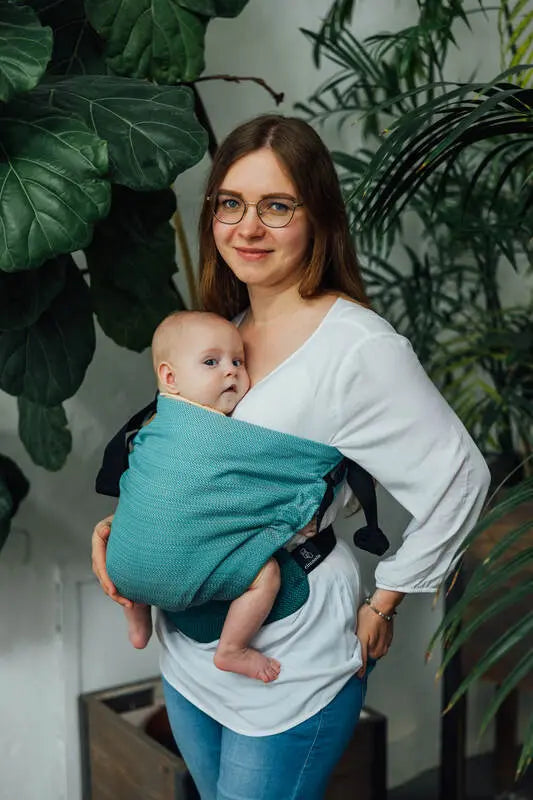 LennyHip Carrier (1/2 of LennyTwin Carrier), herringbone weave 100% cotton - LITTLE HERRINGBONE OMBRE GREEN - Woven Baby Standard   lenny_hip    #