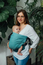 LennyHip Carrier (1/2 of LennyTwin Carrier), herringbone weave 100% cotton - LITTLE HERRINGBONE OMBRE GREEN - Woven Baby Standard   lenny_hip    #