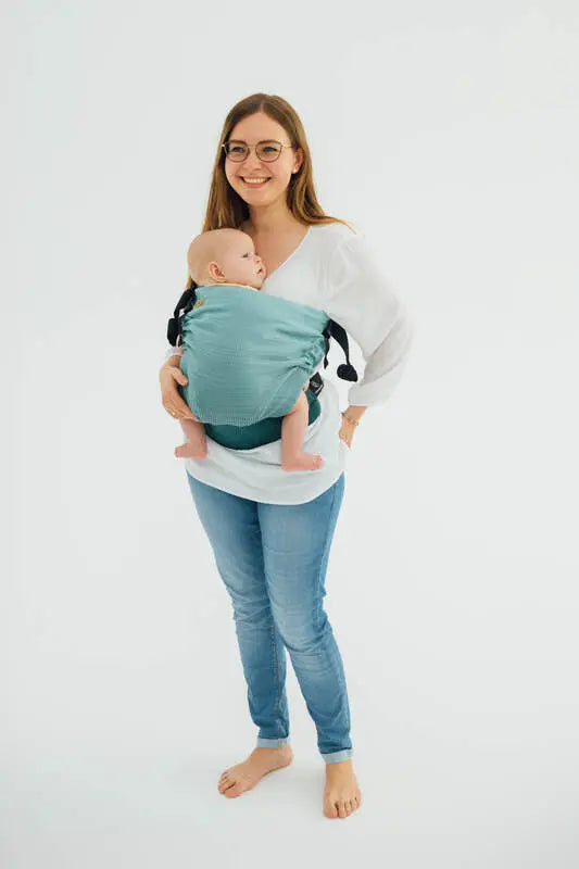 LennyHip Carrier (1/2 of LennyTwin Carrier), herringbone weave 100% cotton - LITTLE HERRINGBONE OMBRE GREEN - Woven Baby Size - Standard   lenny_hip    #