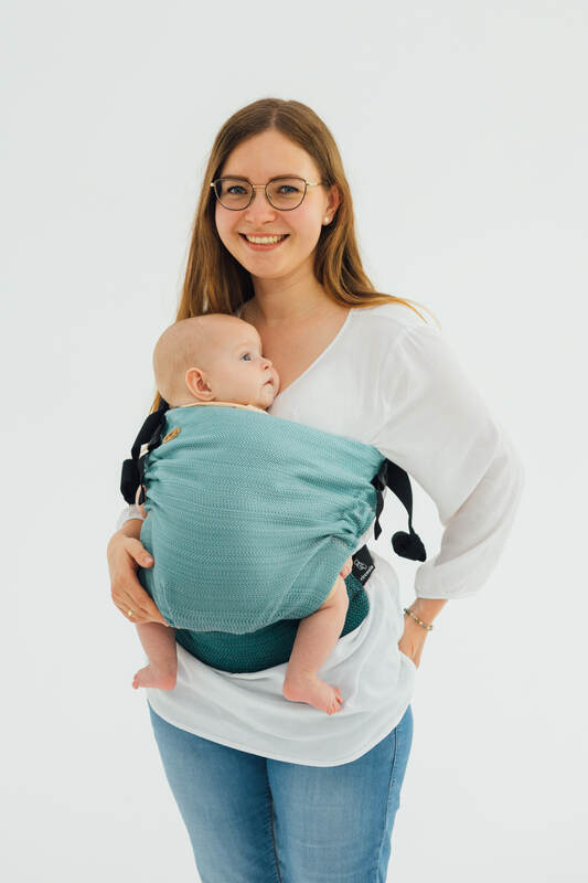 LennyHip Carrier (1/2 of LennyTwin Carrier), herringbone weave 100% cotton - LITTLE HERRINGBONE OMBRE GREEN