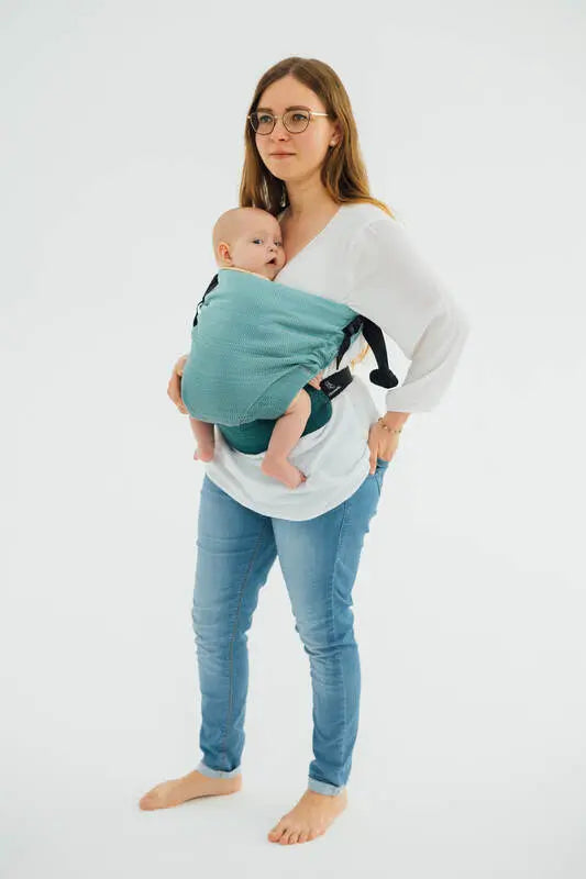 LennyHip Carrier (1/2 of LennyTwin Carrier), herringbone weave 100% cotton - LITTLE HERRINGBONE OMBRE GREEN - Woven Baby Size - Standard   lenny_hip    #