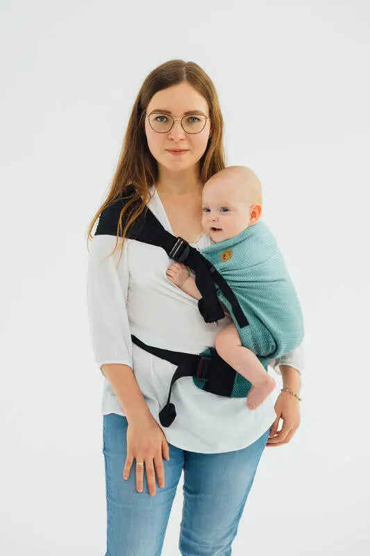 LennyHip Carrier (1/2 of LennyTwin Carrier), herringbone weave 100% cotton - LITTLE HERRINGBONE OMBRE GREEN - Woven Baby Size - Standard   lenny_hip    #