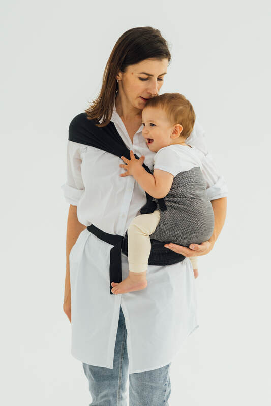 LennyHip Carrier (1/2 of LennyTwin Carrier), herringbone weave 100% cotton - LITTLE HERRINGBONE OMBRE GREY