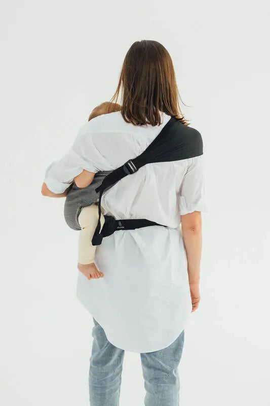 LennyHip Carrier (1/2 of LennyTwin Carrier), herringbone weave 100% cotton - LITTLE HERRINGBONE OMBRE GREY - Woven Baby Size - Standard   lenny_hip    #