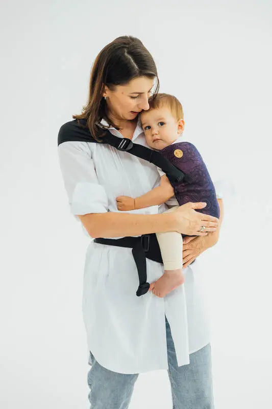 LennyHip Carrier (1/2 of LennyTwin Carrier), jacquard weave 100% cotton - WILD WINE - BOUQUET - Woven Baby Size - Standard   lenny_hip    #
