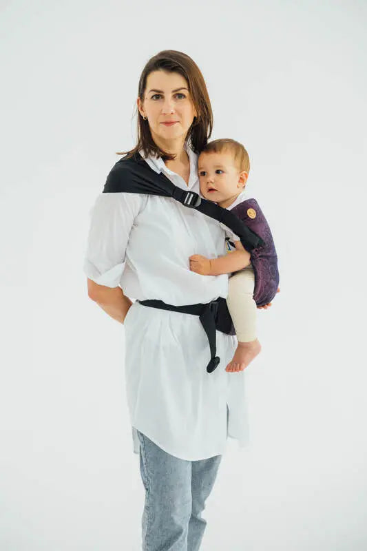 LennyHip Carrier (1/2 of LennyTwin Carrier), jacquard weave 100% cotton - WILD WINE - BOUQUET - Woven Baby Size - Standard   lenny_hip    #