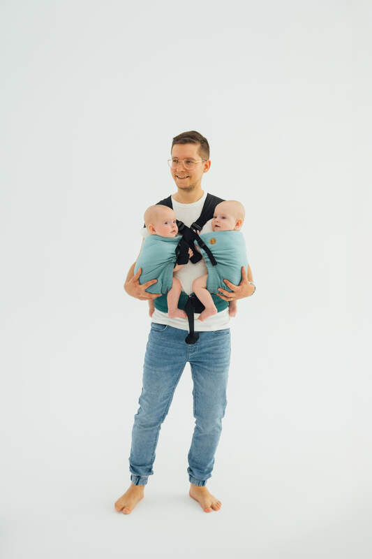 LennyTwin Carrier, herringbone weave 100% cotton - LITTLE HERRINGBONE OMBRE GREEN - Woven Baby Standard   lenny_twin    #