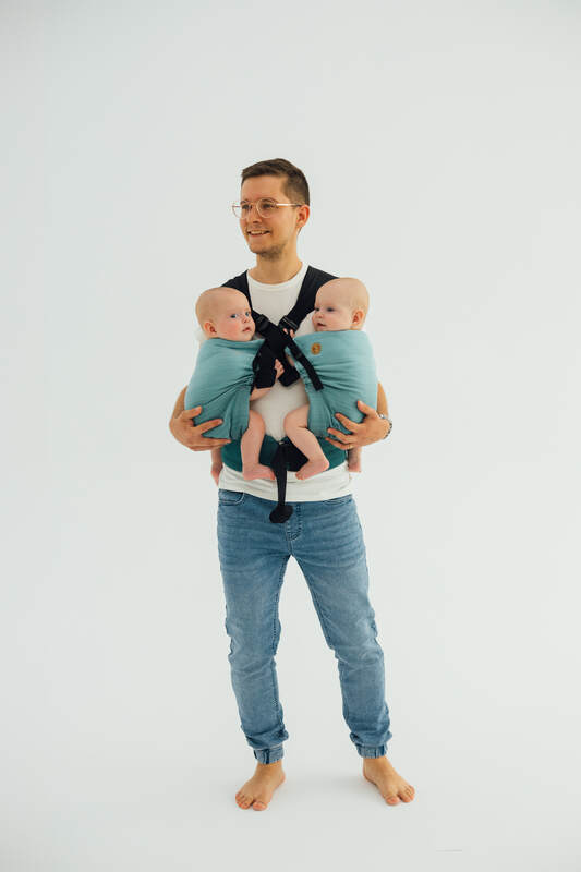 LennyTwin Carrier, herringbone weave 100% cotton - LITTLE HERRINGBONE OMBRE GREEN - Woven Baby Standard   lenny_twin    #