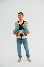LennyTwin Carrier, herringbone weave 100% cotton - LITTLE HERRINGBONE OMBRE GREEN - Woven Baby Standard   lenny_twin    #