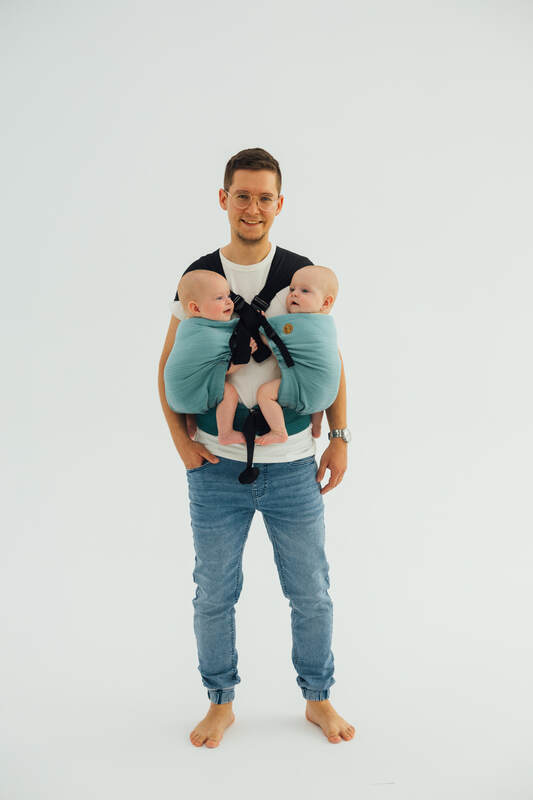LennyTwin Carrier, herringbone weave 100% cotton - LITTLE HERRINGBONE OMBRE GREEN - Woven Baby Standard   lenny_twin    #