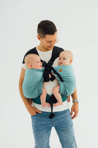 LennyTwin Carrier, herringbone weave 100% cotton - LITTLE HERRINGBONE OMBRE GREEN - Woven Baby Standard   lenny_twin    #
