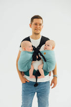 LennyTwin Carrier, herringbone weave 100% cotton - LITTLE HERRINGBONE OMBRE GREEN - Woven Baby Standard   lenny_twin    #