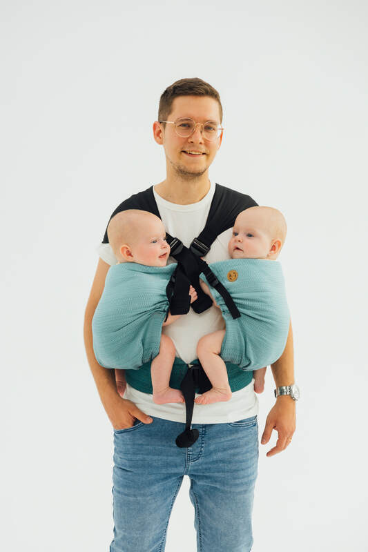 LennyTwin Carrier, herringbone weave 100% cotton - LITTLE HERRINGBONE OMBRE GREEN - Woven Baby Standard   lenny_twin    #