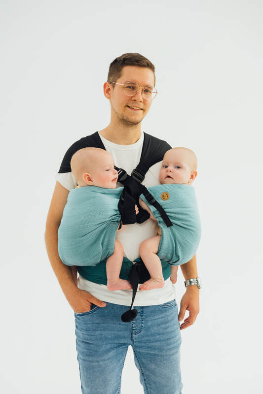 LennyTwin Carrier, herringbone weave 100% cotton - LITTLE HERRINGBONE OMBRE GREEN