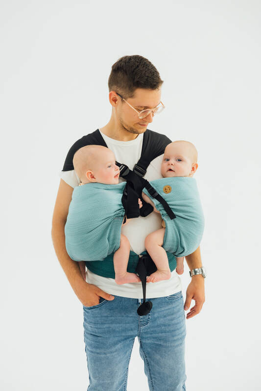 LennyTwin Carrier, herringbone weave 100% cotton - LITTLE HERRINGBONE OMBRE GREEN - Woven Baby Standard   lenny_twin    #