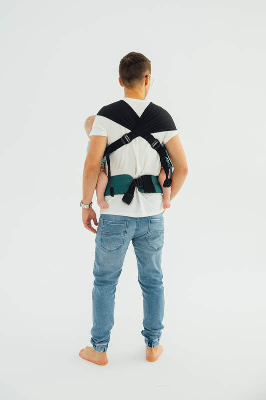 LennyTwin Carrier, herringbone weave 100% cotton - LITTLE HERRINGBONE OMBRE GREEN - Woven Baby Standard   lenny_twin    #