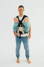 LennyTwin Carrier, herringbone weave 100% cotton - LITTLE HERRINGBONE OMBRE GREEN - Woven Baby Standard   lenny_twin    #