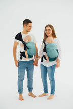 LennyTwin Carrier, herringbone weave 100% cotton - LITTLE HERRINGBONE OMBRE GREEN - Woven Baby Standard   lenny_twin    #