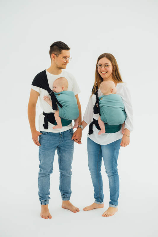LennyTwin Carrier, herringbone weave 100% cotton - LITTLE HERRINGBONE OMBRE GREEN - Woven Baby Standard   lenny_twin    #