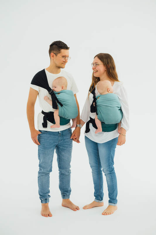 LennyTwin Carrier, herringbone weave 100% cotton - LITTLE HERRINGBONE OMBRE GREEN - Woven Baby Standard   lenny_twin    #