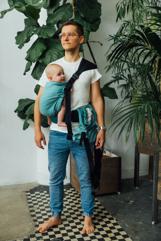LennyTwin Carrier, herringbone weave 100% cotton - LITTLE HERRINGBONE OMBRE GREEN - Woven Baby Standard   lenny_twin    #