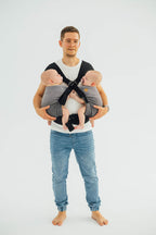 LennyTwin Carrier, herringbone weave 100% cotton - LITTLE HERRINGBONE OMBRE GREY - Woven Baby Standard   lenny_twin    #