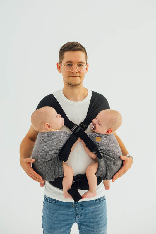 LennyTwin Carrier, herringbone weave 100% cotton - LITTLE HERRINGBONE OMBRE GREY - Woven Baby Standard   lenny_twin    #