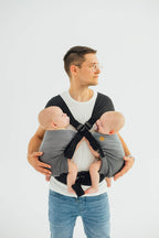 LennyTwin Carrier, herringbone weave 100% cotton - LITTLE HERRINGBONE OMBRE GREY - Woven Baby Standard   lenny_twin    #