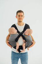 LennyTwin Carrier, herringbone weave 100% cotton - LITTLE HERRINGBONE OMBRE GREY - Woven Baby Standard   lenny_twin    #