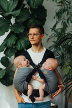 LennyTwin Carrier, herringbone weave 100% cotton - LITTLE HERRINGBONE OMBRE GREY - Woven Baby Standard   lenny_twin    #