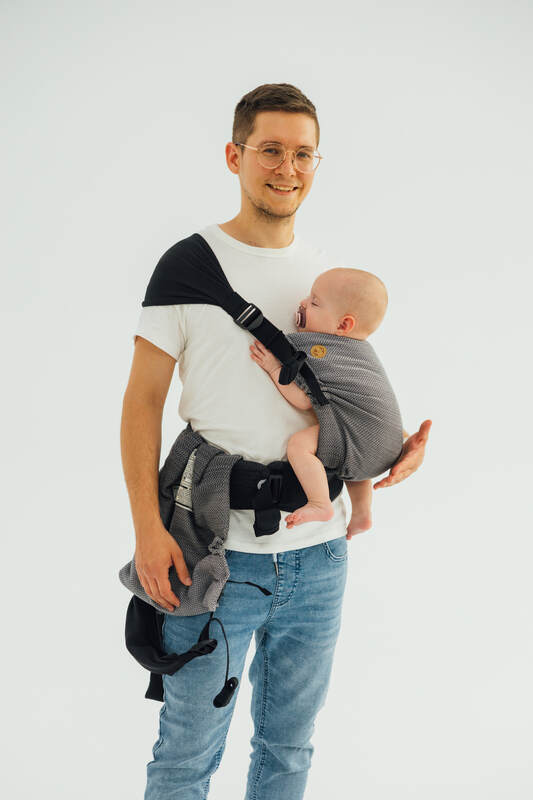 LennyTwin Carrier, herringbone weave 100% cotton - LITTLE HERRINGBONE OMBRE GREY - Woven Baby Standard   lenny_twin    #