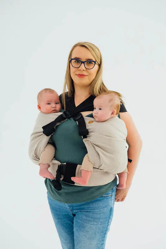 LennyTwin Carrier, broken-twill weave 100% cotton - PEANUT BUTTER - Woven Baby Size - Standard   lenny_twin    #