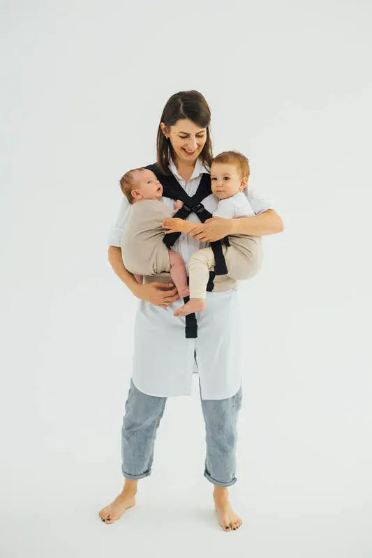 LennyTwin Carrier, broken-twill weave 100% cotton - PEANUT BUTTER - Woven Baby Size - Standard   lenny_twin    #
