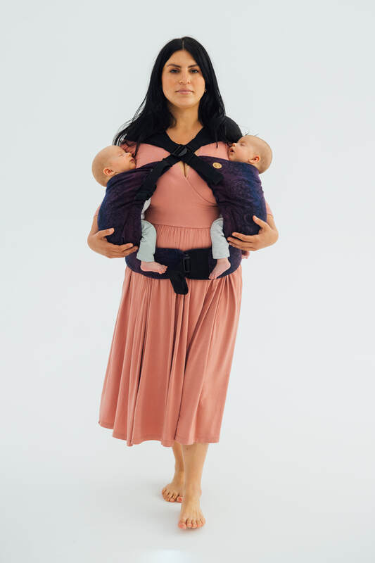 LennyTwin Carrier, jacquard weave 100% cotton - WILD WINE - BOUQUET - Woven Baby Standard   lenny_twin    #