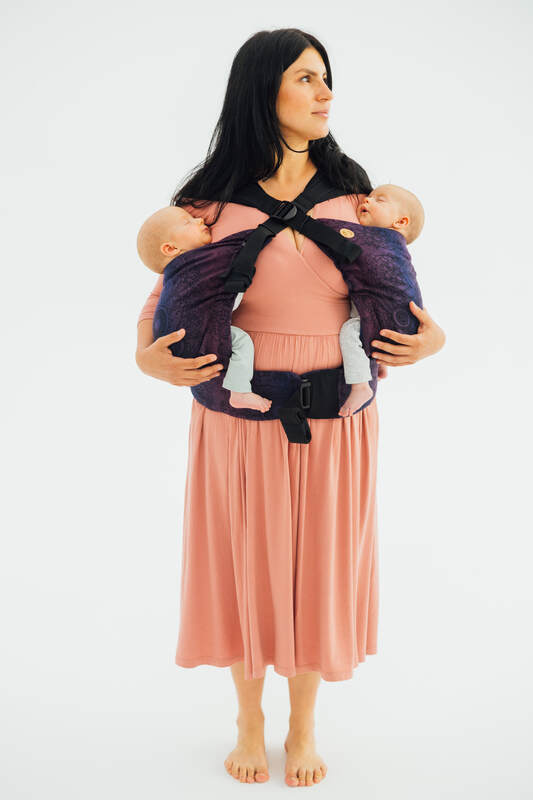 LennyTwin Carrier, jacquard weave 100% cotton - WILD WINE - BOUQUET - Woven Baby Standard   lenny_twin    #