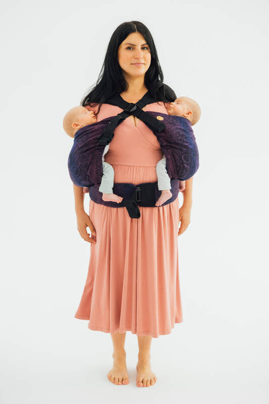 LennyTwin Carrier, jacquard weave 100% cotton - WILD WINE - BOUQUET - Woven Baby Standard   lenny_twin    #