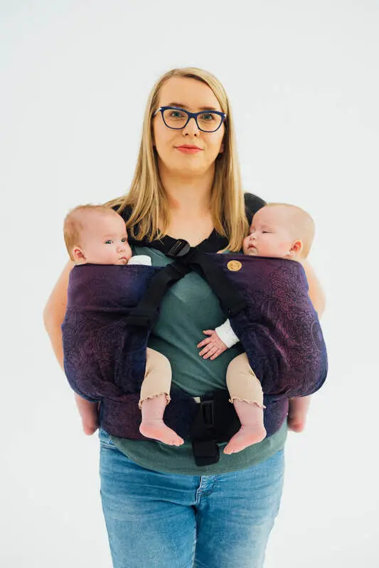 LennyTwin Carrier, jacquard weave 100% cotton - WILD WINE - BOUQUET - Woven Baby Size - Standard   lenny_twin    #