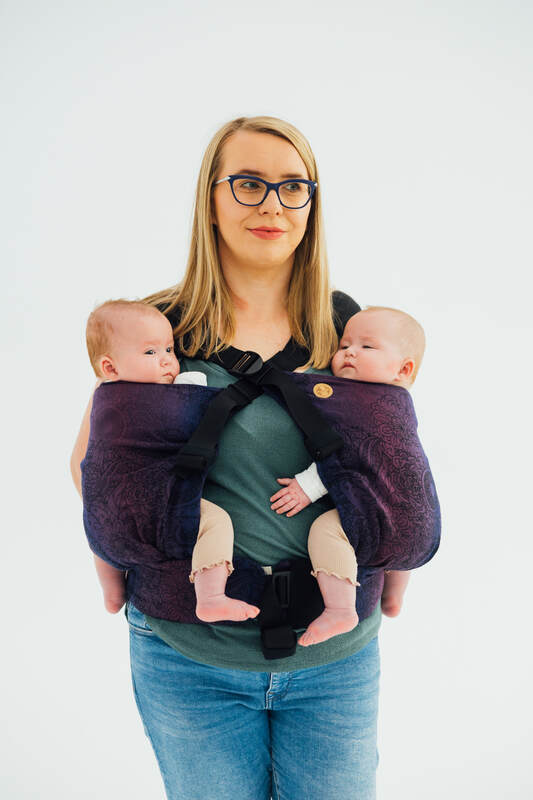 LennyTwin Carrier, jacquard weave 100% cotton - WILD WINE - BOUQUET - Woven Baby Standard   lenny_twin    #