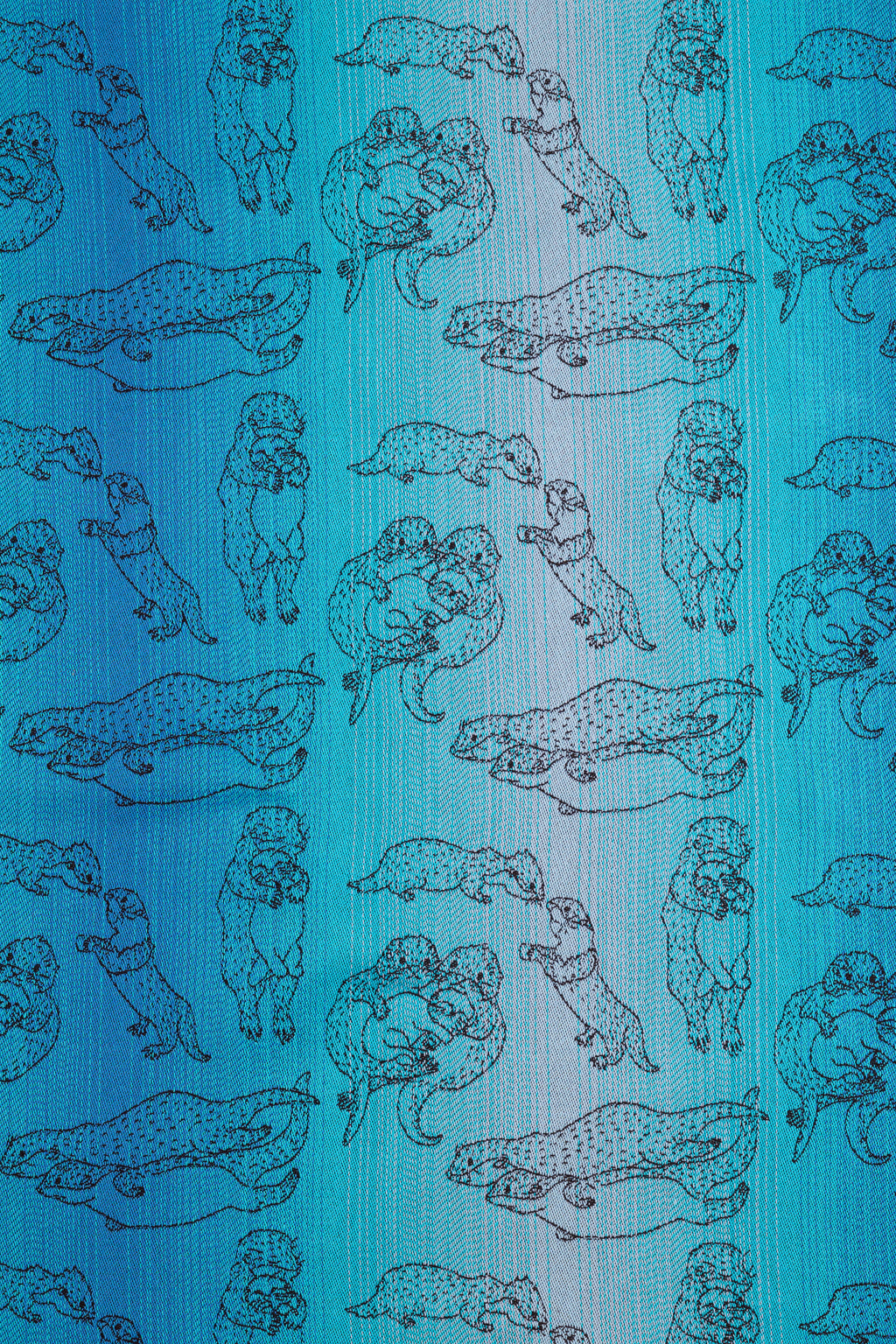 Otters Romp and Raft –   Long Cardigan - Woven Baby S / Standard (blue background)       #