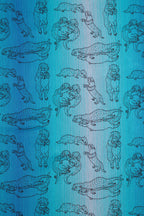 Otters Romp and Raft –   Long Cardigan - Woven Baby S / Standard (blue background)       #