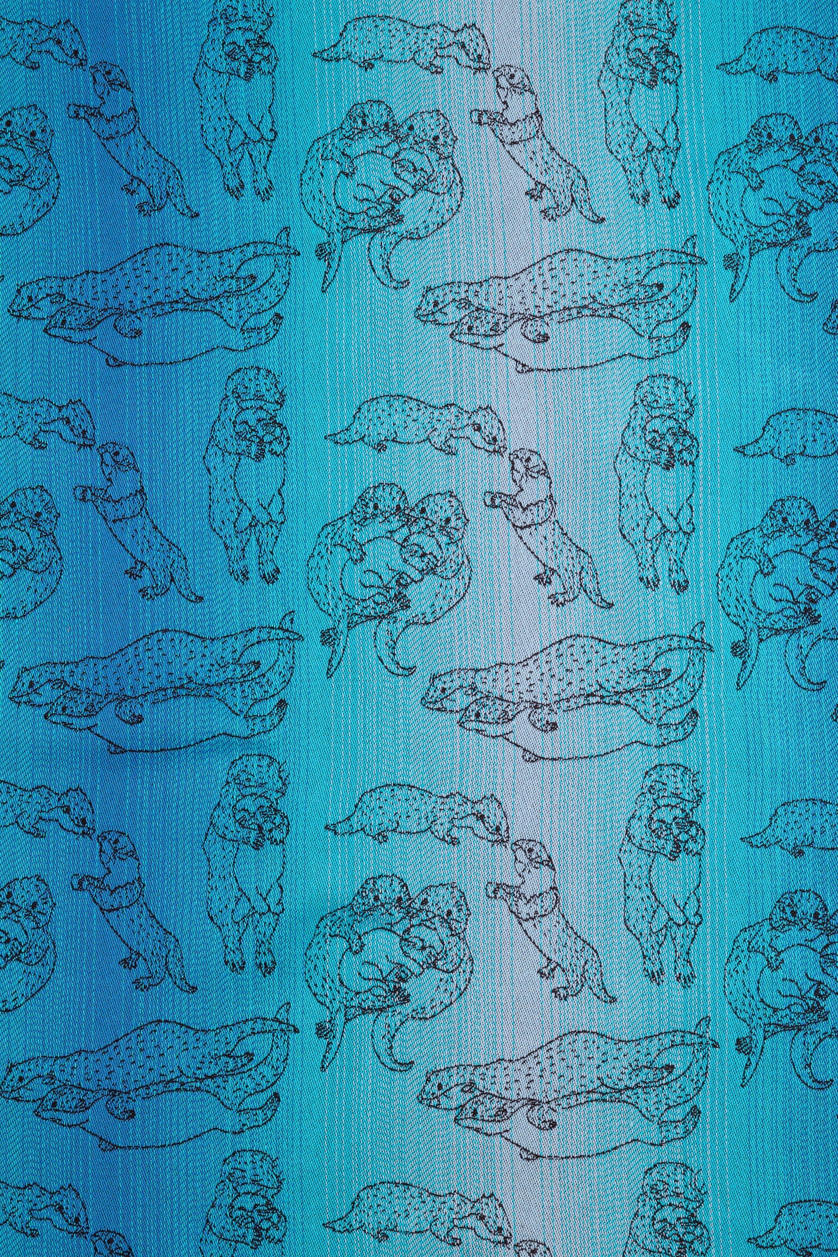 Otters Romp and Raft –   Long Cardigan - Woven Baby S / Standard (blue background)       #