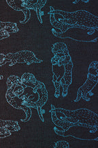 Otters Romp and Raft –   Long Cardigan - Woven Baby S / Standard (blue background)       #