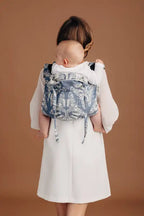 QOTN Tamino Lenny Onbuhimo Pro 53% cotton, 33% linen, 14% tussah silk - Woven Baby standard / Standard (blue with white moths)-toddler / Standard (blue with white moths)-preschool / Standard (blue with white moths)-standard / Reverse (white with blue moths)-toddler / Reverse (white with blue moths)   buckle_onbu_pro_carriers    #