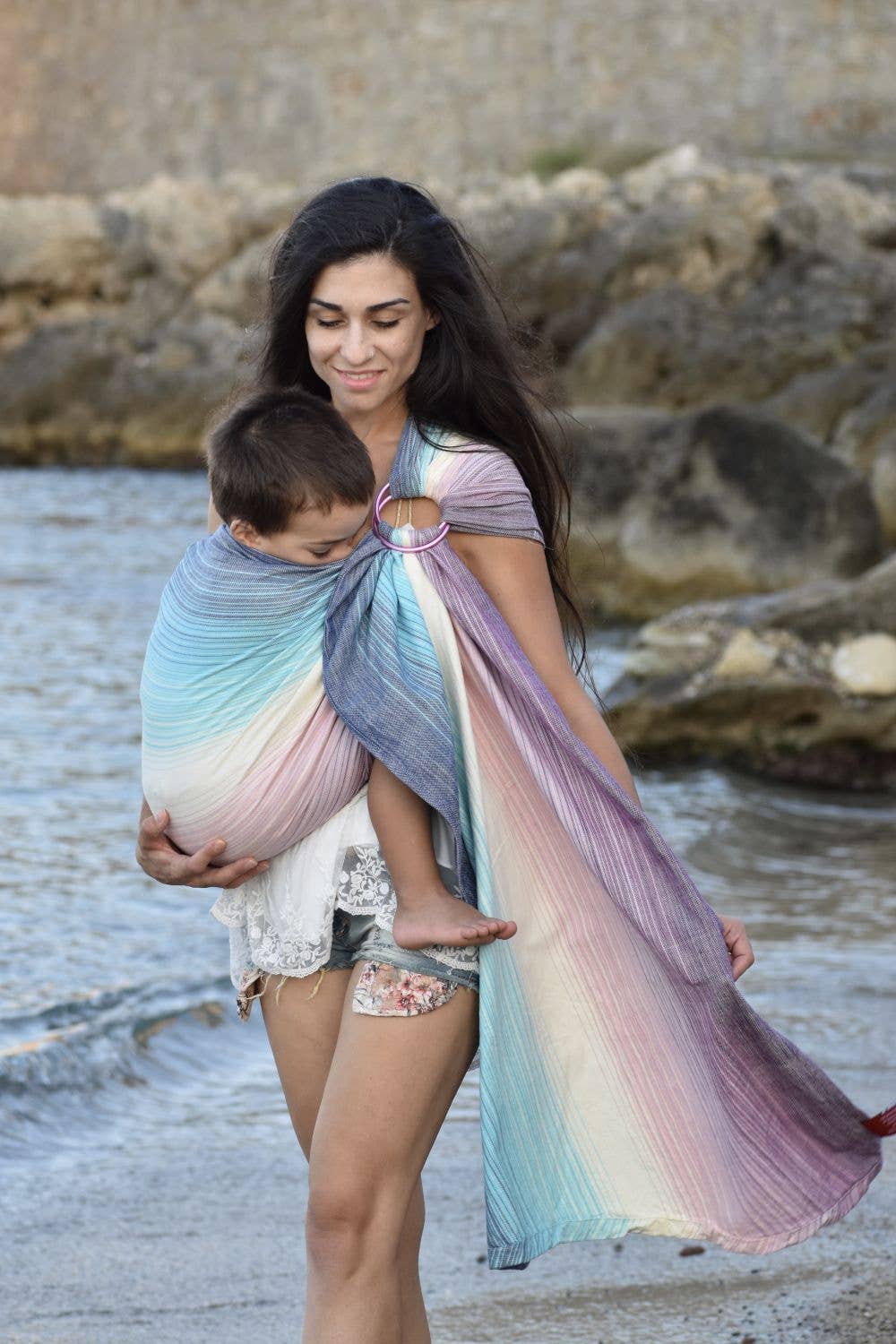 Girasol Ringsling Candy Clouds by Risaroo - recycled cotton - Woven Baby 1 (1.7m)   Ring Slings    #