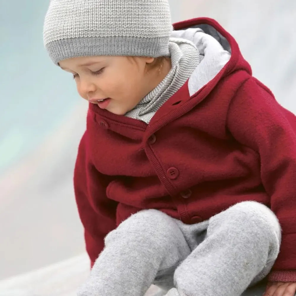 DIDYMOS Hoodie Jacket boiled wool plum bordeaux - Woven Baby 62/68 / red   Accessories > Babyclothes > Overalls and jackets boiled wool    #