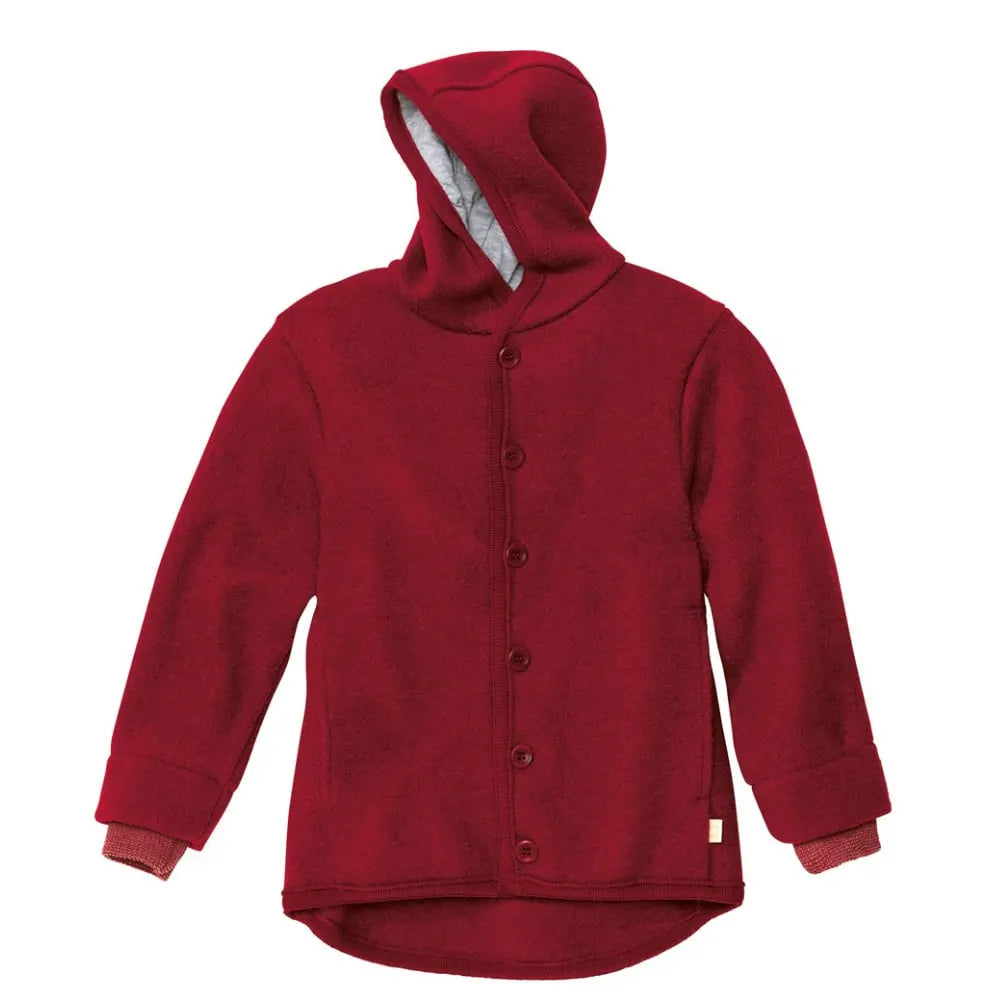 DIDYMOS Hoodie Jacket boiled wool plum bordeaux - Woven Baby 62/68 / red   Accessories > Babyclothes > Overalls and jackets boiled wool    #