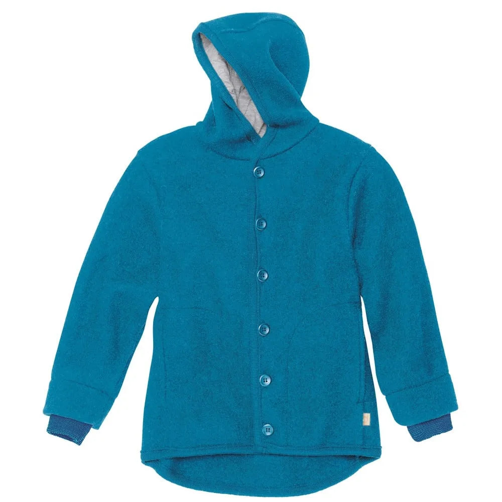 DIDYMOS Hoodie Jacket, boiled wool blue - Woven Baby 62/68 / blue   Accessories > Babyclothes > Overalls and jackets boiled wool    #