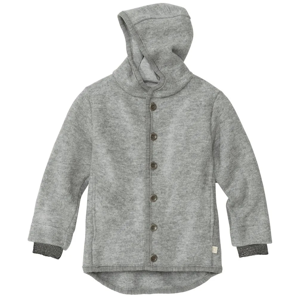 DIDYMOS Hoodie Jacket, boiled wool grey - Woven Baby 62/68 / silver-grey   Accessories > Babyclothes > Overalls and jackets boiled wool    #