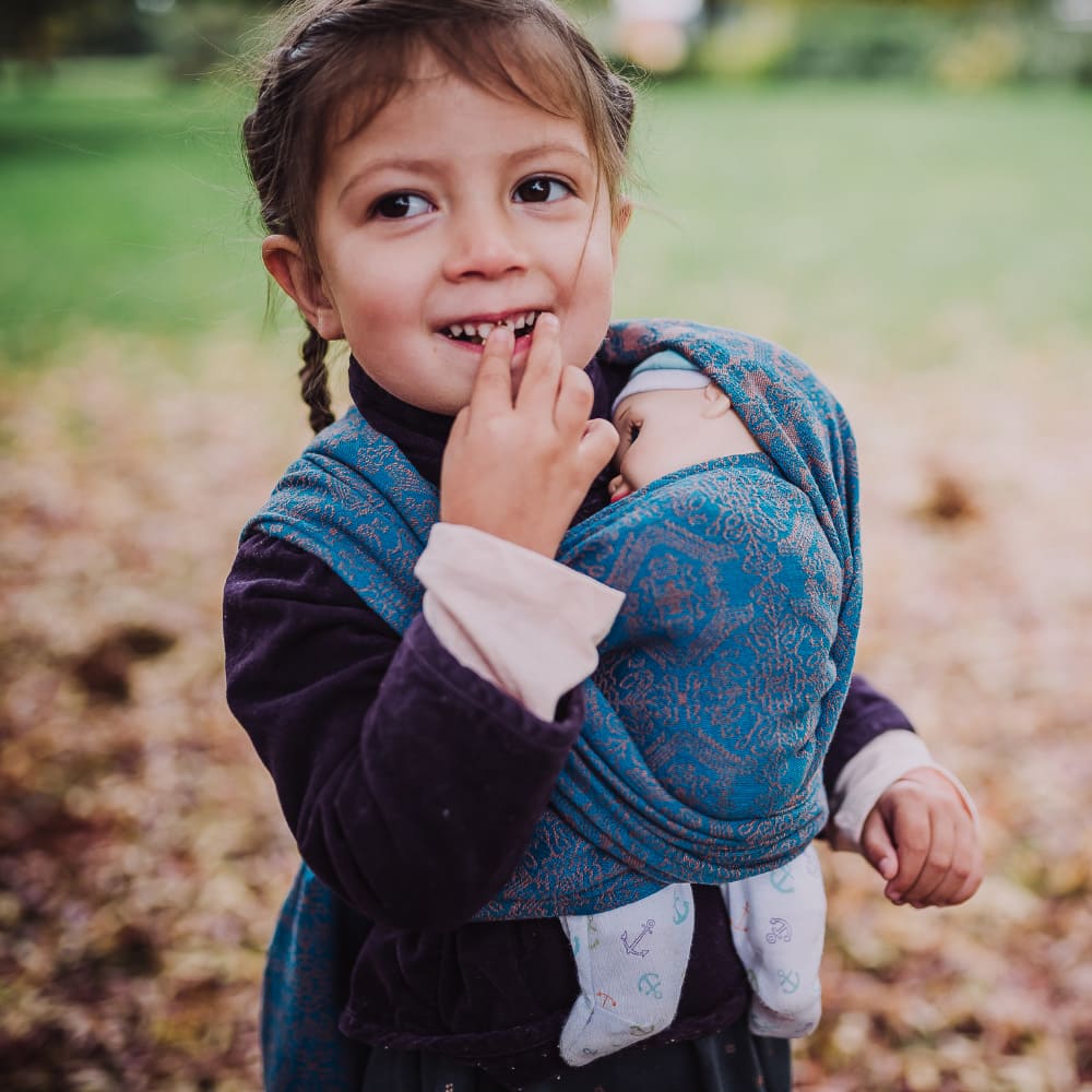 DIDYMOS Doll Sling Ludwig - Woven Baby One Size / blue | brown   Accessories > Doll Carriers > Doll Slings    #